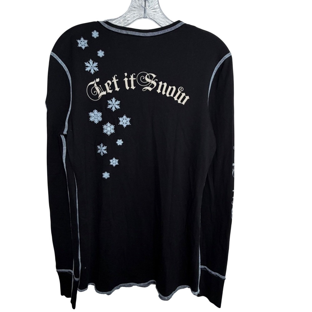 ALP N ROCK Alpine Ski Base Layer Top Black Snowflake Patch Chaletcore Size 4 - Picture 10 of 12